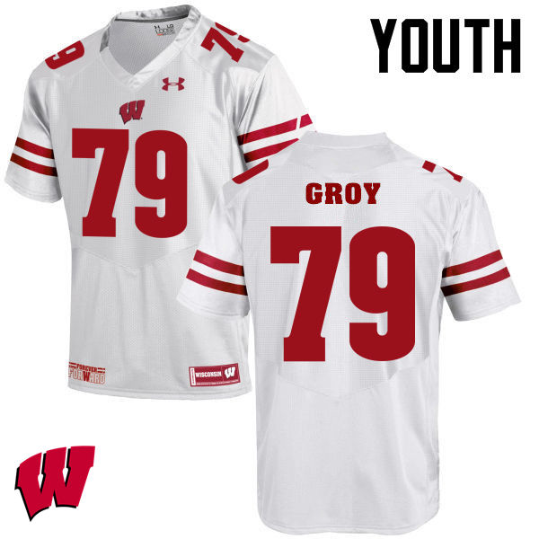Wisconsin Badgers Youth #79 Ryan Groy NCAA Under Armour Authentic White College Stitched Football Jersey CL40W27WL